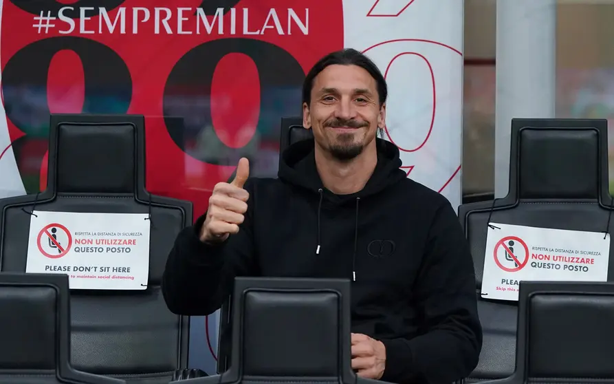 16 May 2021, Italy, Milan: AC Milan's Zlatan Ibrahimovic gestures from the bench during the Italian Serie A soccer match between AC Milan and Cagliari Calcio at the Giuseppe Meazza Stadium. Photo: Spada/LaPresse via ZUMA Press/dpa