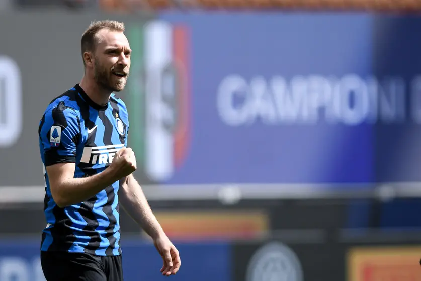 23 May 2021, Italy, Milan: Inter Milan's Christian Eriksen celebrates scoring his side's second goal during the Italian Serie A soccer match between Inter Milan and Udinese at the San Siro stadium. Photo: Piero Cruciatti/LaPresse via ZUMA Press/dpa