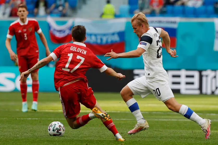 Finland's Pohjanpalo in action. Photo: Twitter/@EURO2020.