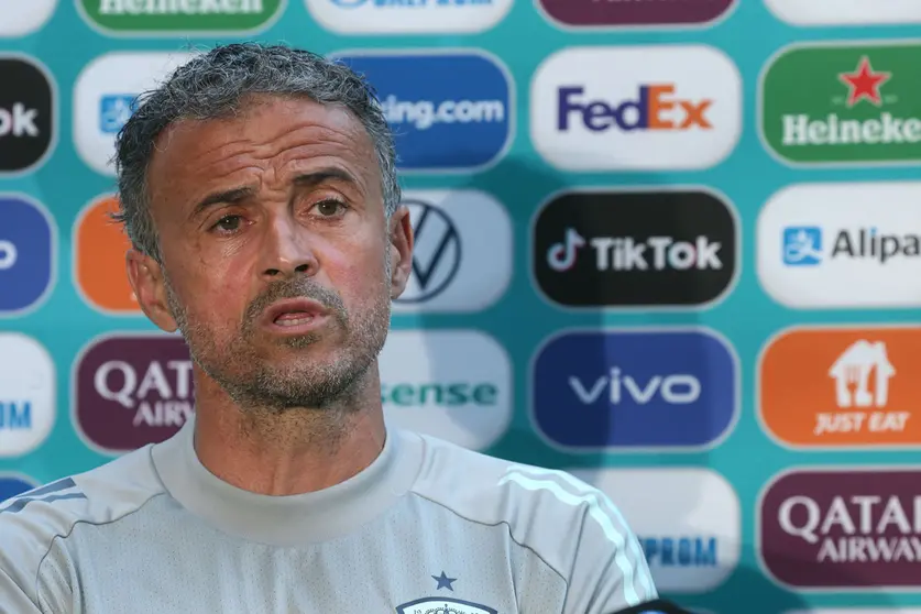 13 June 2021, Spain, Sevilla: Spain's head coach Luis Enrique gives a press conference for the team's ahead of Monday's UEFA EURO 2020 championship Group E soccer match against Sweden. Photo: Cesar Luis de Luca/dpa