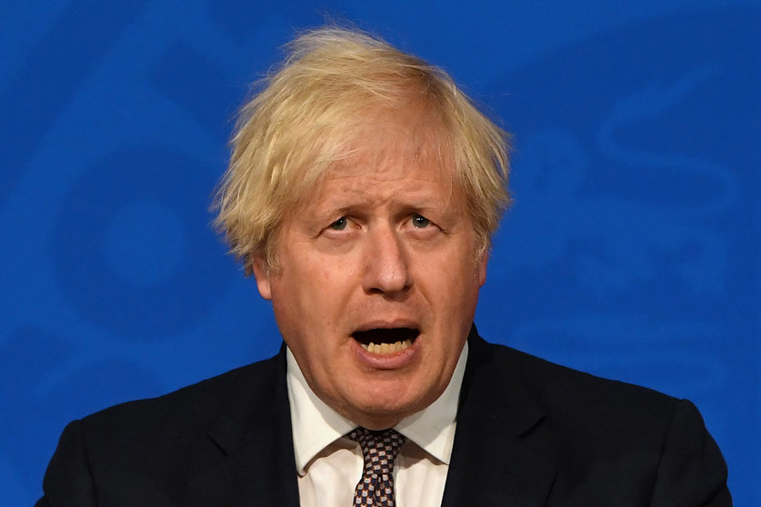 05 July 2021, United Kingdom, London: UK Prime Minister Boris Johnson speaks during a media briefing in Downing Street, on coronavirus (Covid-19) pandemic updates. Photo: Daniel Leal-Olivas/PA Wire/dpa