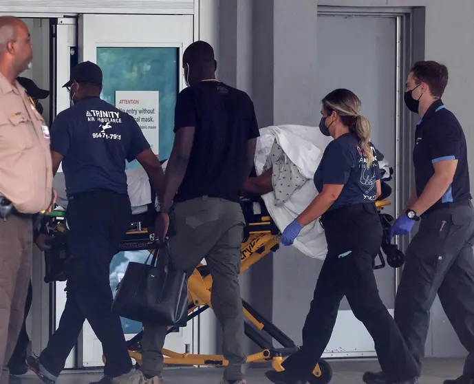 07 July 2021, US, Miami: First lady of Haiti Martine Moise arrives at Jackson Health System's Ryder Trauma Center, after landing at Fort Lauderdale International Airport, for treatment after being shot multiple times. Haitian President Jovenel Moise was assassinated at his own home in Port Au-Prince in the early morning hours Wednesday. Photo: Carl Juste/TNS via ZUMA Wire/dpa