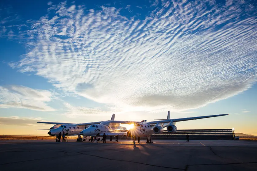 FILED - Spacecraft VSS Unity. British entrepreneur Richard Branson's Virgin Galactic spacecraft VSS Unity reached space on Sunday with the billionaire and a crew of five on board, in another milestone for commercial space travel. Photo: ---/Virgin Galactic/dpa - ATTENTION: editorial use only and only if the credit mentioned above is referenced in full