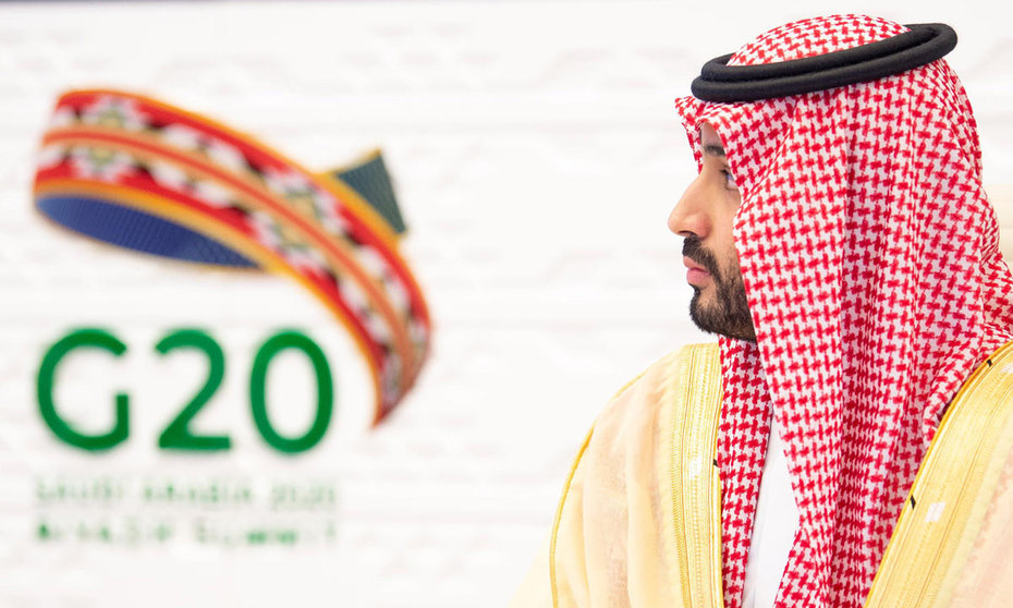 FILED - Saudi Crown Prince Mohammed bin Salman attends a session on the second day of the virtual G20 summit, presided by Saudi Arabia. Photo: -/Saudi Press Agency/dpa