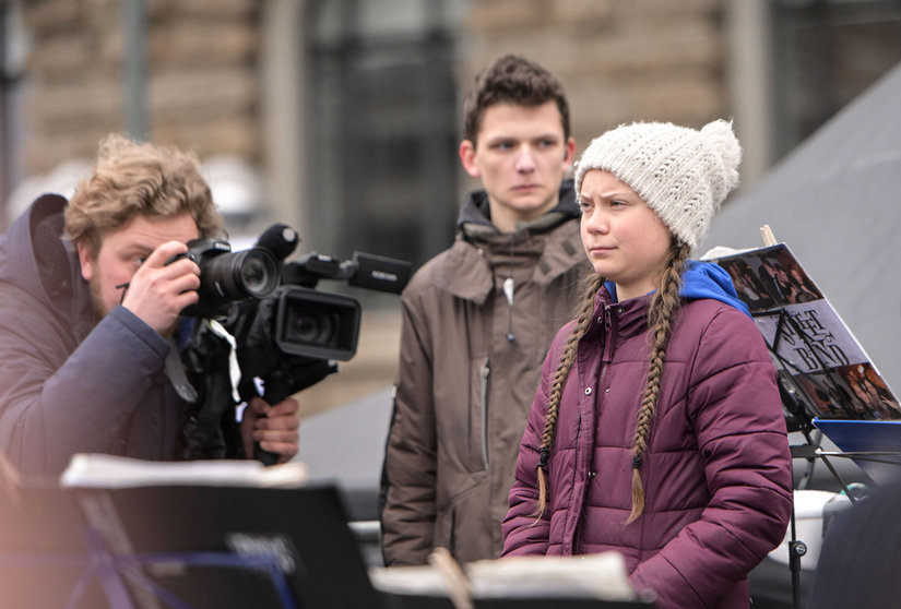 March 1, 2019 - Hamburg, Germany - GRETA THUNBERG is speaking in front of school children, who are protesting for more action on climate change policy Photo: Daniel Dohlus/ZUMA Wire/dpa