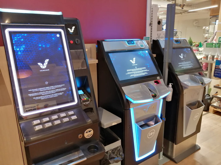 Veikkaus slot machines closed in a supermarket due to the Covid-19 epidemic in Finland. Photo: Foreigner.fi.