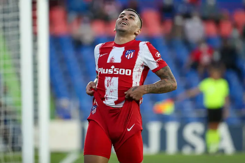 21 September 2021, Spain, Madrid: Atletico Madrid's Angel Correa reacts during the Spanish La Liga soccer match between Getafe CF and Atletico Madrid at Coliseum Alfonso Perez Stadium. Photo: -/Indira/DAX via ZUMA Press Wire/dpa