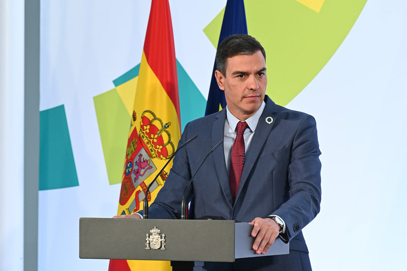 Prime Minister Pedro Sanchez, delivering a speech. Photo: La Moncloa.
