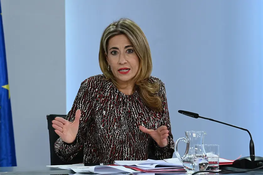 The Minister of Transport, Mobility and Urban Agenda, Raquel Sánchez, at a press conference at the end of the meeting of the Council of Ministers. Photo: La Moncloa.