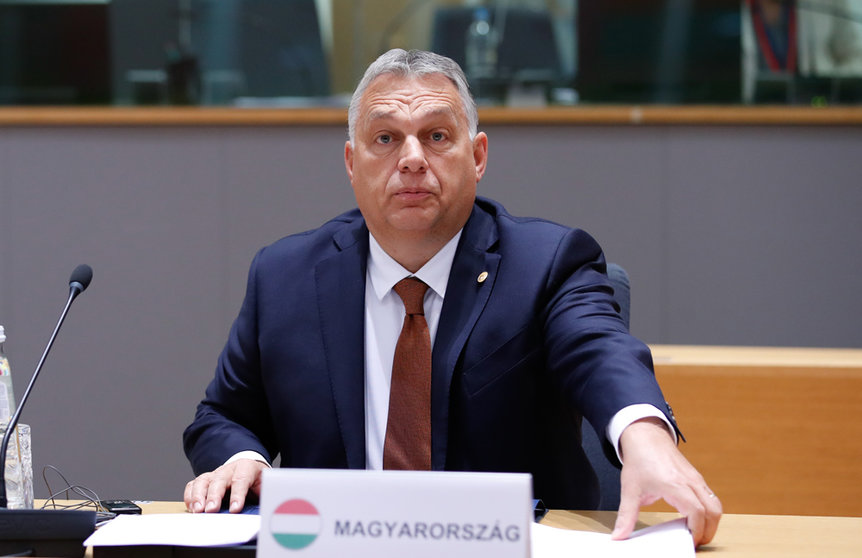 HANDOUT - 22 October 2021, Belgium, Brussels: Hungarian Prime Minister Viktor Orban attends the European Union summit at The European Council. Photo: Mario Salerno/European Council/dpa - ATTENTION: editorial use only and only if the credit mentioned above is referenced in full