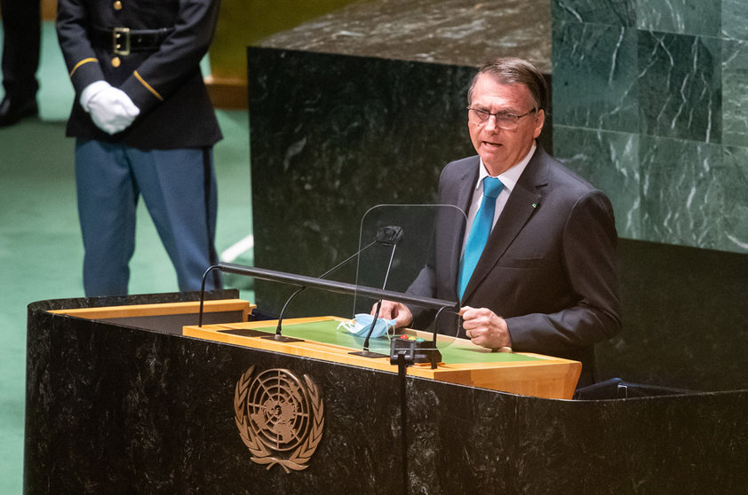 Jair Bolsonaro, President of Brazil, speaks at the UN General Debate at the United Nations Headquarters. Photo: Bernd von Jutrczenka/dpa.