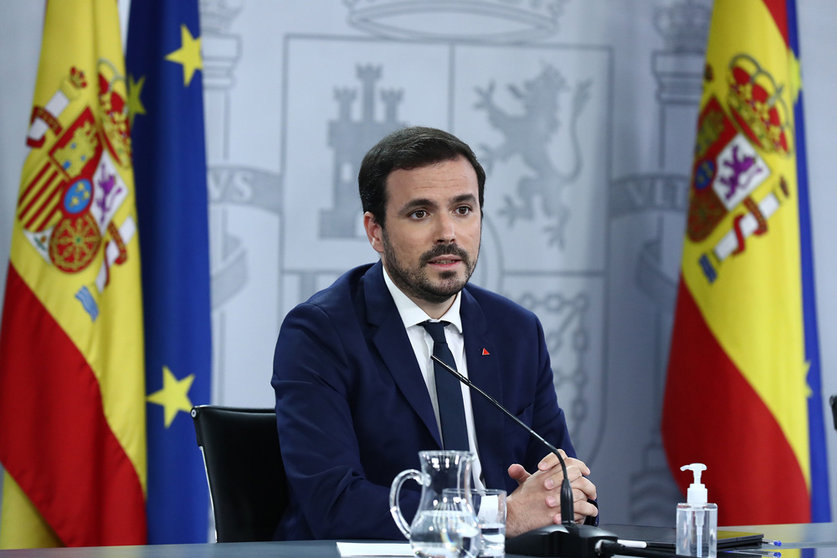 20/07/2021
Consumer Affairs Minister Alberto Garzon during his speech at the press conference after the Council of Ministers meeting. Photo: La Moncloa.