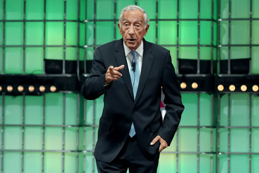 04 November 2021, Portugal, Lisbon: Portuguese President Marcelo Rebelo de Sousa speaks on the last day of the Web Summit. Photo: Pedro Fiuza/ZUMA Press Wire/dpa.