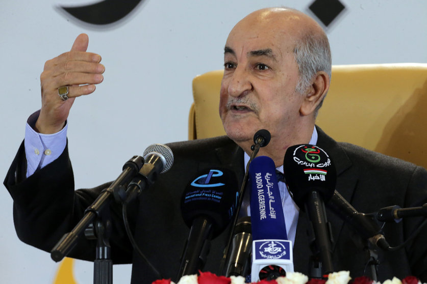 FILED - 13 December 2019, Algeria, Algiers: Abdelmadjid Tebboune, then Newly elected Algerian President, speaks during a press conference. In the diplomatic conflict with France, Algerian President Abdelmadjid Tebboune has adopted an intransigent stance towards the former colonial power. Photo: Farouk Batiche/dpa.