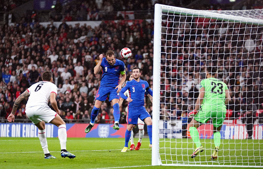 FILED - England's Harry Kane (2nd L) scores his side's second goal during the 2022 FIFA World Cup European Qualifiers Group I soccer match between England and Albania at Wembley Stadium. Photo: John Walton/PA Wire/dpa.