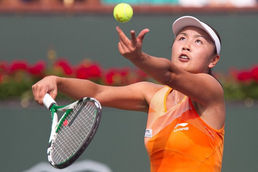 November 17, 2021: Fears are growing about the safety and whereabouts of a Chinese tennis star, who has remained unheard from since she accused a former Chinese official of sexual assault. Peng Shuai, 35, a former No. 1 globally ranked tennis player, wrote in her verified Weibo microblog about what she decribed as the years-long affair she had with former vice premier Zhang Gaoli, and how she had been allegedly sexually assaulted by him. FILE IMAGE SHOT ON: March 17, 2011, Indian Wells, California, U.S - Shuai Peng (CHN) in action during the women's quarterfinals of the 2011 BNP Paribas Open held at the Indian Wells Tennis Garden in Indian Wells, California. Peng loss with a score of 6-2, 5-7, 6-3. (Credit Image: © Gerry Maceda/ZUMAPRESS.com Photo: Gerry Maceda/ZUMA Wire/dpa.