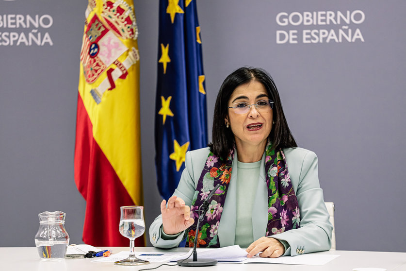 23 November 2021, Spain, Madrid: Spanish Minister of Health Carolina Darias holds a press conference on the latest updates regarding the coronavirus pandemic and the development of the vaccination campaign. Photo: Europa Press/C.Luján.Pool/EUROPA PRESS/dpa.