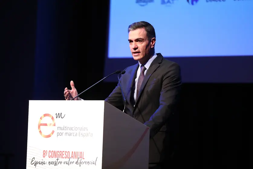 11/24/2021. The President of the Government, Pedro Sánchez, during his speech at the event 'Multinationals for the brand Spain'. Photo: La Moncloa.