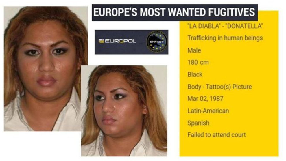 Image: Police profile of 'La Diabla' distributed by Europol.