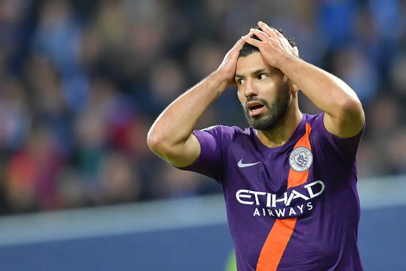 FILED - 02 October 2018, Baden-Wuerttemberg, Sinsheim: Then Manchester City's Sergio Aguero reacts during the UEFA Champions League Group F soccer match between 1899 Hoffenheim and Manchester City in the Rhein-Neckar-Arena. Photo: Uwe Anspach/dpa.