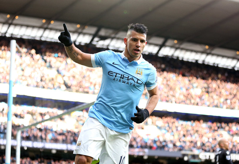FILED - 05 March 2016, United Kingdom, Manchester: Manchester City's Sergio Aguero celebrates scoringhis side's third goal during the English Premier League soccer match between Manchester City and Aston Villa at the Etihad Stadium. Sergio Aguero has announced his retirement from football at the age of 33. Photo: Martin Rickett/PA Wire/dpa.