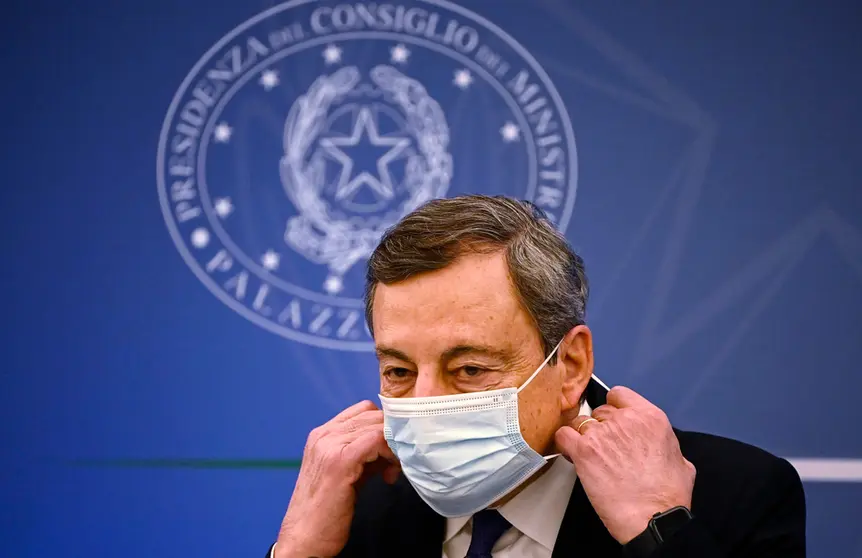 13 December 2021, Italy, Rome: Italian Prime Minister Mario Draghi attends the National Conference on Disability. Photo: Riccardo Antimiani/LaPresse via ZUMA Press/dpa.