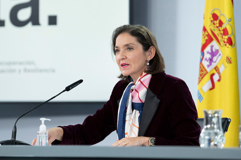 The Minister of Industry, Commerce and Tourism, Reyes Maroto, during the press conference after the Council of Ministers. Photo: La Moncloa.