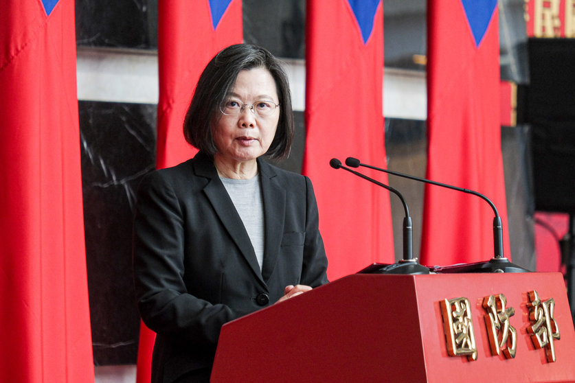 28 December 2021, Taiwan, Taipei: Taiwanese President Tsai Ing-wen gives her remarks during a ceremony for promotion of generals and officers at the Taiwanese Ministry of Defence. Photo: Walid Berrazeg/SOPA Images via ZUMA Press Wire/dpa.