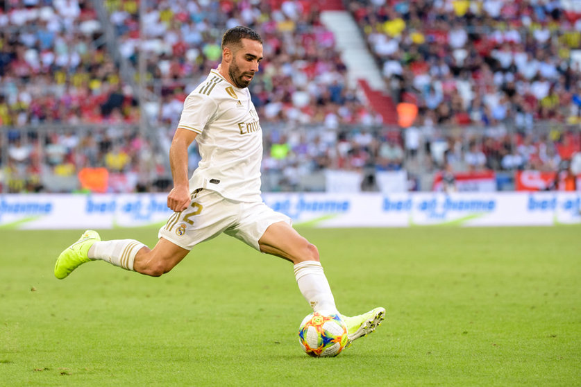 FILED - 30 July 2019, Bavaria, Munich: Real Madrid's Daniel Carvajal in action during the Audi Cup soccer match between Real Madrid and Tottenham Hotspur at the Allianz Arena. Photo: Matthias Balk/dpa.