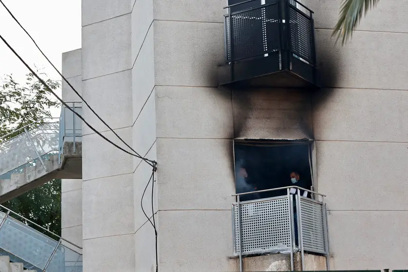 19 January 2022, Spain, Moncada: A general view of a nursing home, following a fire left at least six people dead. Photo: Rober Solsona/EUROPA PRESS/dpa.