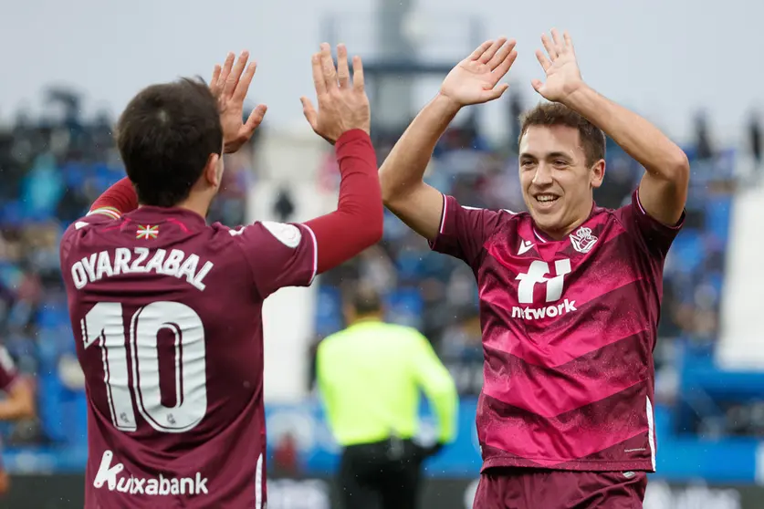 05 January 2022, Spain, Madrid: Real Sociedad's Mikel Oyarzabal celebrates scoring his third goal during the Spanish Cup (Copa del Rey) round of 32 soccer match between CD Leganes and Real Sociedad at Butarque Stadium. Photo: -/Indira/DAX via ZUMA Press Wire/dpa.