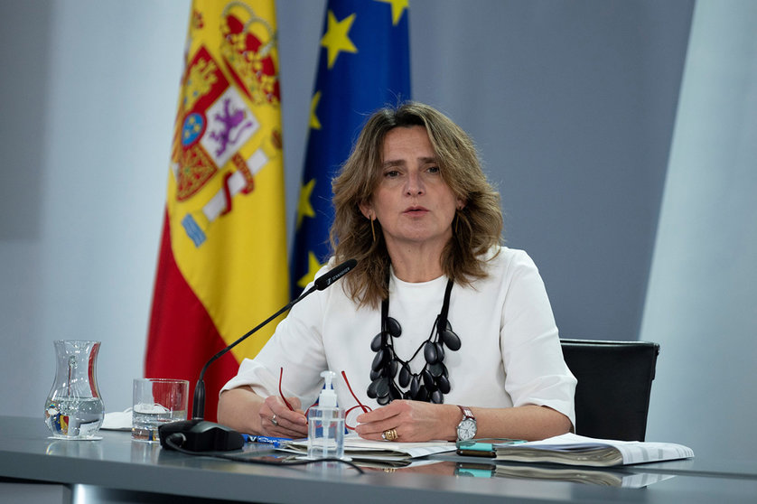 The Third Deputy Prime Minister  and Minister for the Ecological Transition and the Demographic Challenge, Teresa Ribera, during the press conference after the Council of Ministers. Photo: La Moncloa.