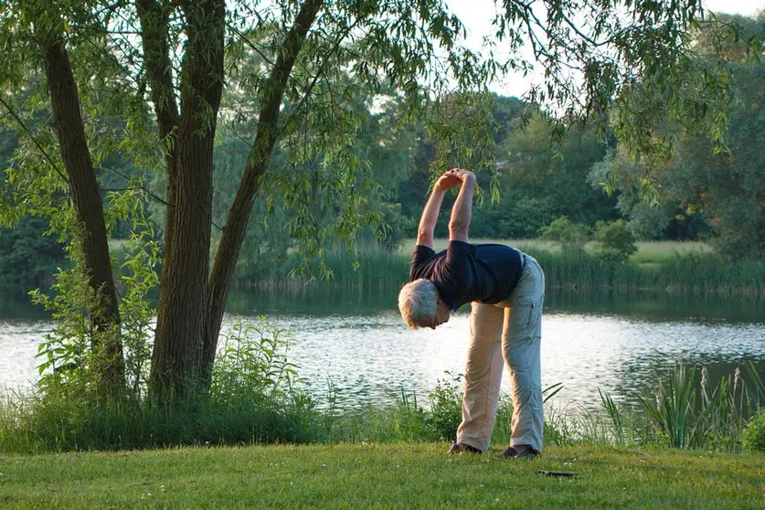 Yoga elderly retired retirement old man by Pixabay.