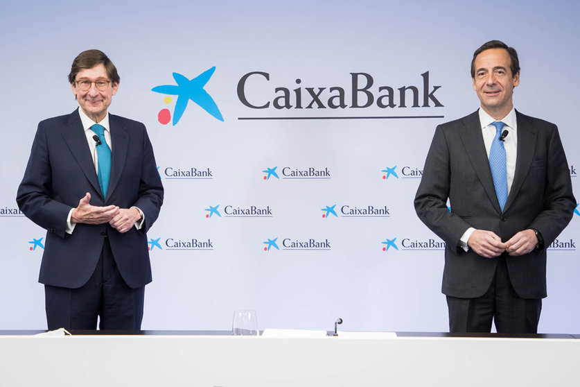 Jose Ignacio Goirigolzarri (L) and Gonzalo Gortázar at CaixaBank results press conference. Photo: CaixaBank..