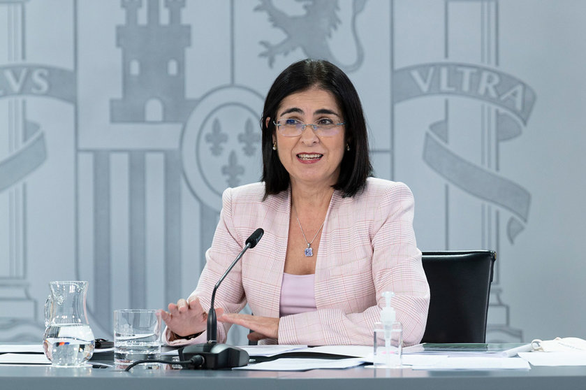 03/12/2021. The Minister of Health, Carolina Darias, appeared at a press conference at the end of the extraordinary meeting of the Council of Ministers. Photo: La Moncloa.