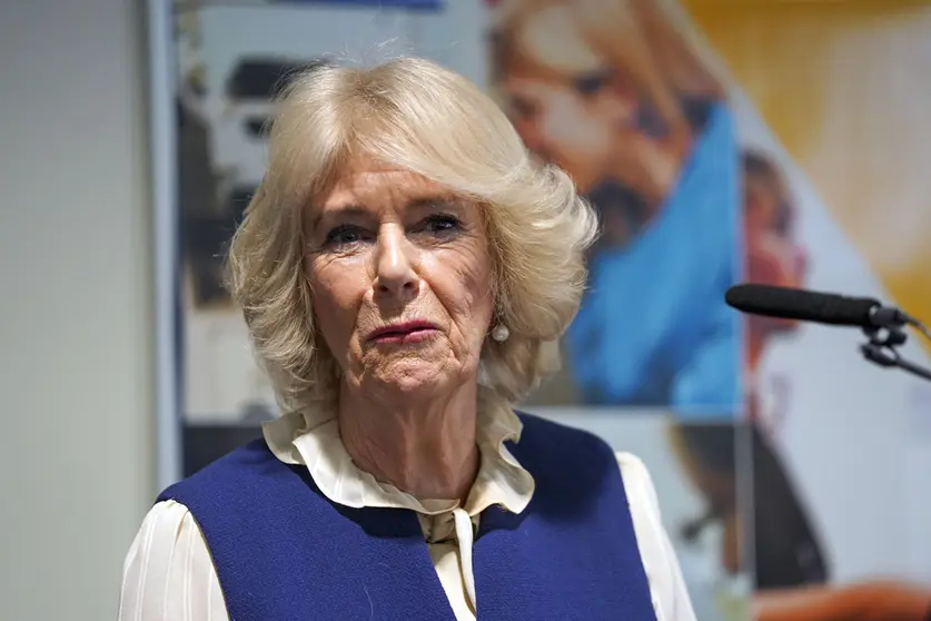 26 January 2022, United Kingdom, Oxford: Camilla, Duchess of Cornwall, speaks after unveiling a plaque to open the Marcela Botnar Wing, the newest of the Botnar Institute for Musculoskeletal Science's facilities at the University of Oxford. Photo: Steve Parsons/PA Wire/dpa.