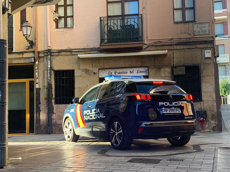 A national police car parked in a pedestrian zone. Photo: @Police/Twitter.