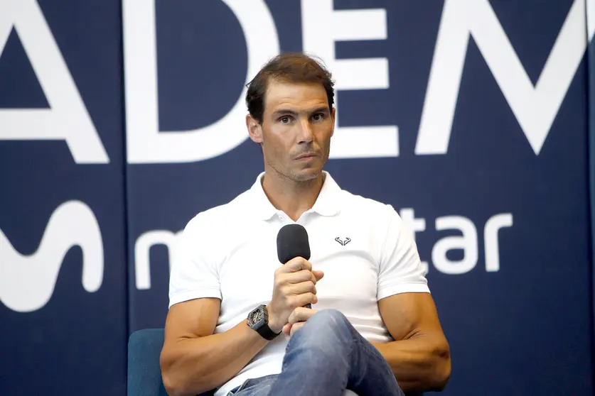 02 February 2022, Spain, Manacor: Spanish tennis player Rafael Nadal attends a press conference at the Rafa Nadal Academy following his arrival from Australia. Nadal became the first male tennis player to win 21 Grand Slams after defeating Russian Daniil Medvedev at the Australian Open in a match that lasted more than five hours. Photo: Isaac Buj/EUROPA PRESS/dpa.