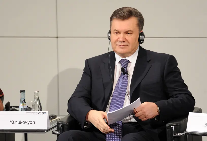 FILED - 03 February 2012, Bavaria, Munich: Ukranian President Viktor Yanukovych takes part in a panel discussion at Hotel Bayerischer Hof on the first day of the 48th Munich Conference on Security Policy in Munich. Former Ukrainian president Viktor Yanukovych has called on head of state Volodymyr Zelensky to give up in the war against Russia. Photo: picture alliance / dpa.