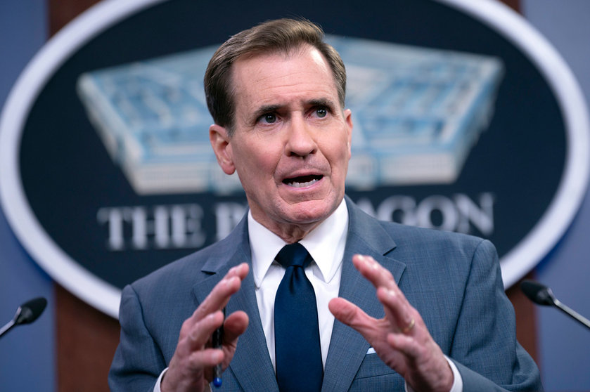 23 February 2022, US, Arlington: Pentagon Press Secretary John Kirby speaks during a press conference at the Pentagon. US Defense Secretary Lloyd Austin ordered about 800 soldiers to deploy from Italy to the Baltic region. Photo: Lisa Ferdinando/Dod/Planet Pix via ZUMA Press Wire/dpa.