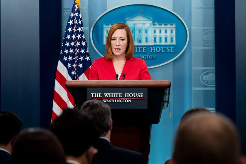 07 March 2022, US, Washington: White House press secretary Jen Psaki speaks during a press briefing at the White House. Photo: Michael Brochstein/ZUMA Press Wire/dpa.