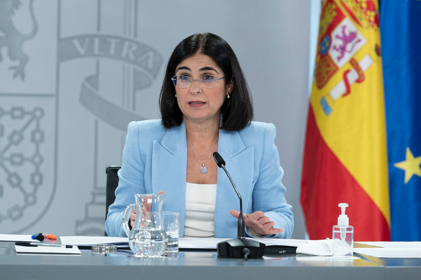08/11/2021. Minister of Health Carolina Darias speaks at a press conference after the meeting of the Council of Ministers. Photo: La Moncloa.