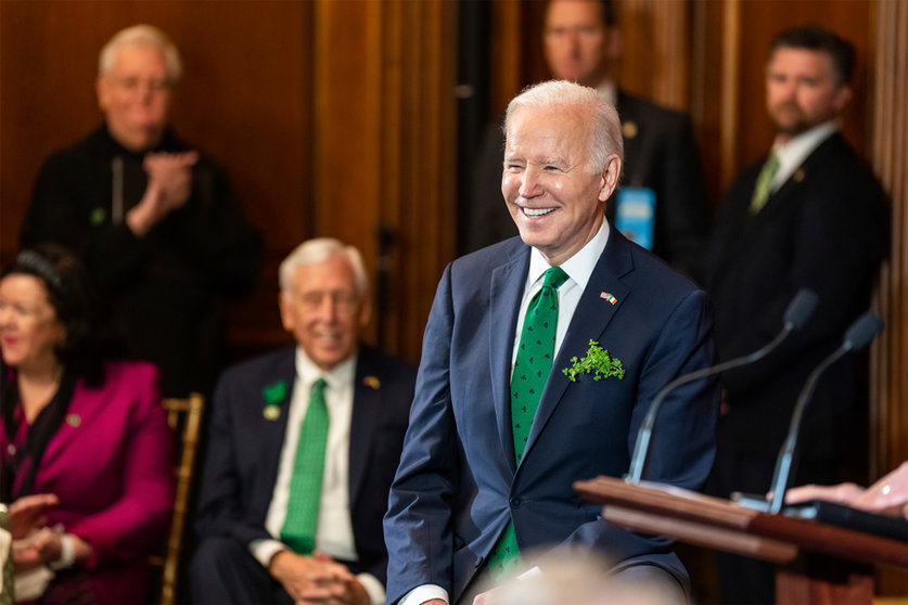 17 March 2022, US, Washington: US President Joe Biden attends the annual Friends of Ireland luncheon celebrating St Patricks Day at Capitol Hill. Photo: Adam Schultz/White House/Planet Pix via ZUMA Press Wire/dpa.
