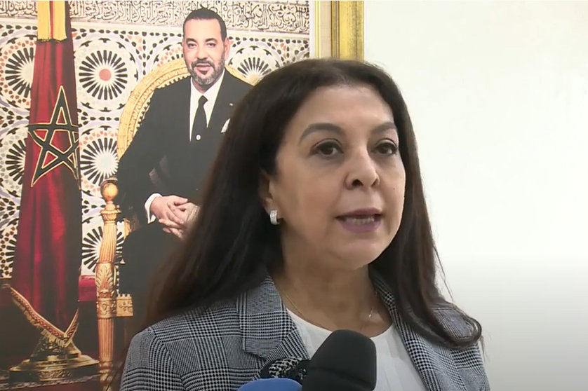 Morocco's Ambassador to Spain, Karima Benyaich, making a statement in 2021 in the face of the crisis with Spain. Source: YouTube screenshot.