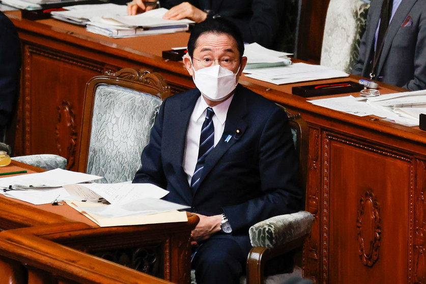 17 March 2022, Japan, Tokyo: Japanese Prime Minister Fumio Kishida attends a Lower House's plenary session at the National Diet. Photo: Rodrigo Reyes Marin/ZUMA Press Wire/dpa.