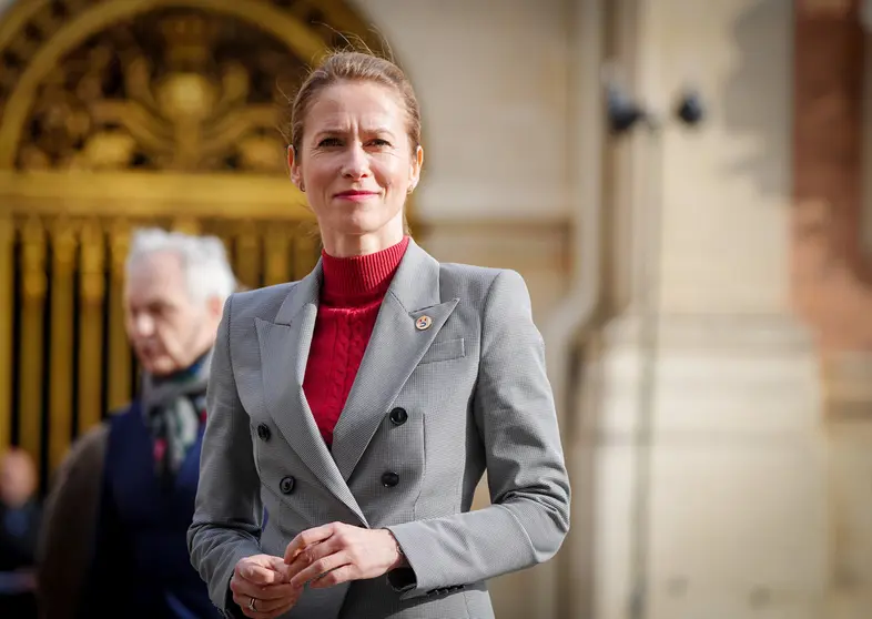 11 March 2022, France, Versailles: Prime Minister of Estonia Kaja Kallas arrives at the Palace of Versailles on the second day of the EU Summit, where the heads of states and governments of the EU are meeting to discuss the current developments after the Russian attack on Ukraine. Photo: Kay Nietfeld/dpa.