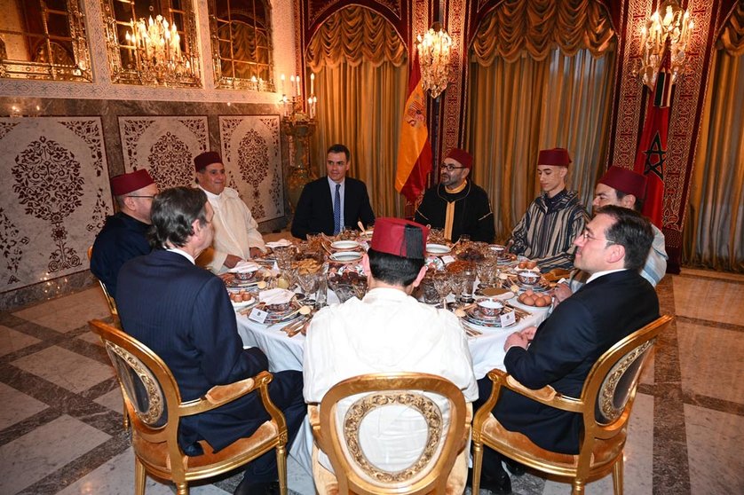 07/04/2022. Prime Minister Pedro Sánchez met in Rabat with the King of Morocco Mohammed VI, with whom he held a meeting in which they discussed the new stage opened in relations between Spain and Morocco. Photo: La Moncloa.