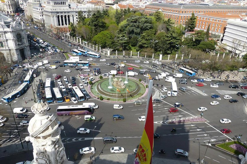 A general view of Madrid's Plaza de Cibeles from the top of the City Hall. Photo: Pixabay.