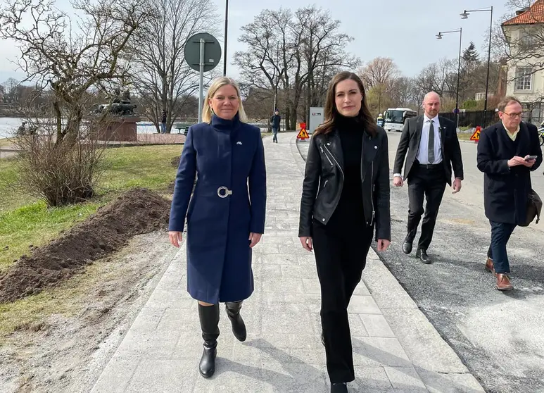 13/04/2022. Swedish Prime Minister Magdalena Andersson and Finnish Prime Minister Sanna Marin in Stockholm. Photo:  Anne Sjöholm/Vnk.