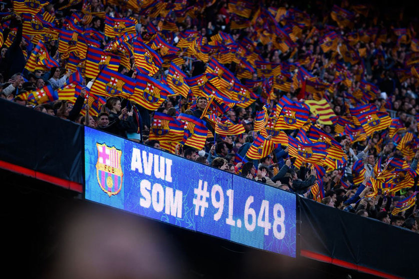 22/04/2022. The Camp Nou stadium is completely full to watch the women's soccer match between FC Barcelona and Wolfsburg. Photo: @FCBarcelona.